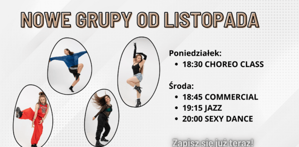 Zapisy na zajęcia w listopadzie – NOWE GRUPY!